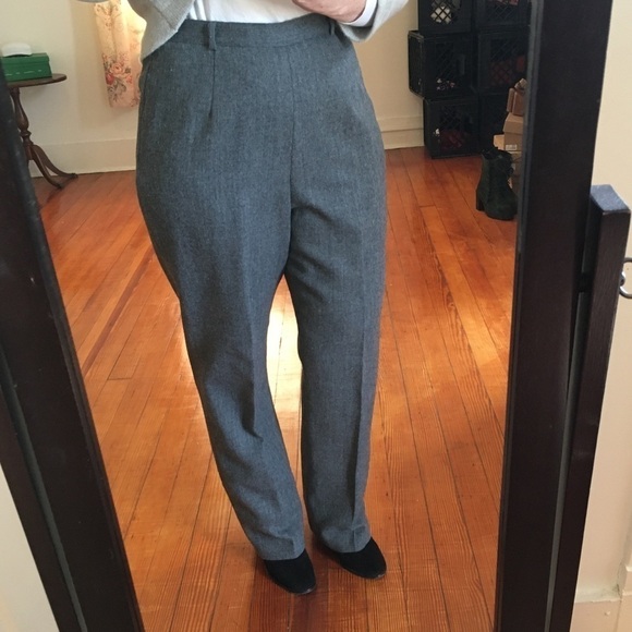 100% Pure New Wool Vintage High Rise Gray Trousers - Picture 1 of 8